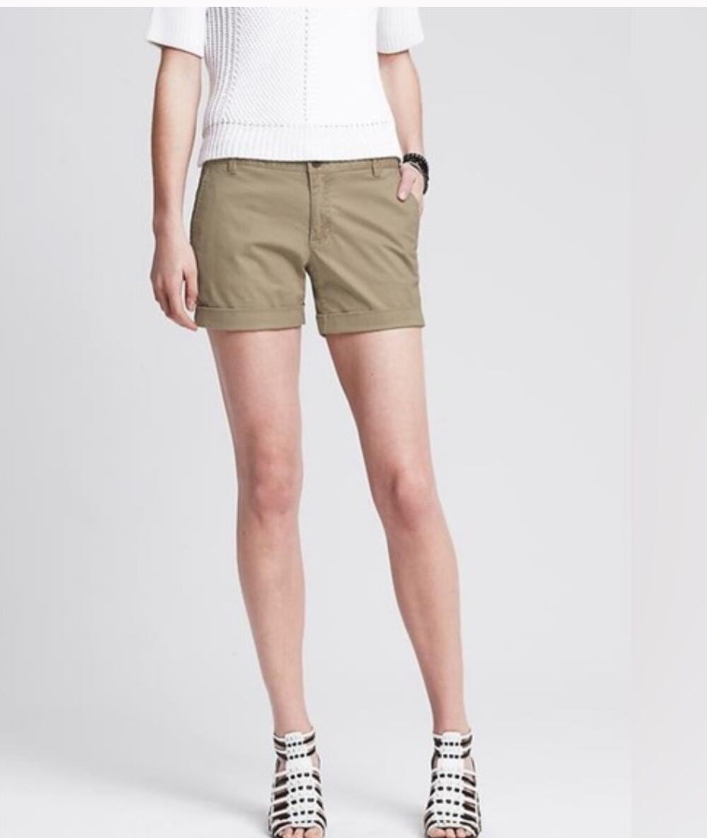 Banana Republic City Chino Cuffed Shorts Tan 6